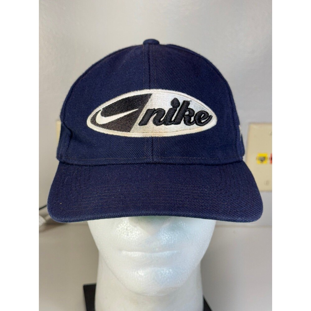 Vintage 90's Nike Spell Out Swoosh Snapback Cap Hat Blue Just Do It‎